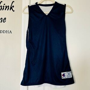 Champion Women's Reversible Blue & White Vneck Racerback Sleeveless Top Size Med